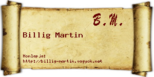 Billig Martin névjegykártya